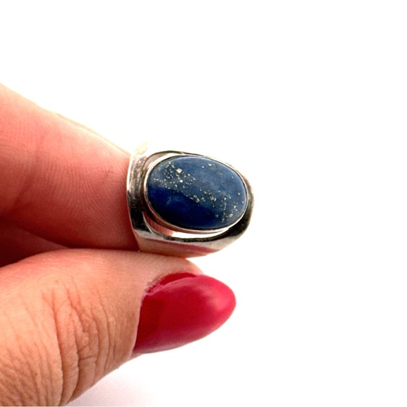 Oval Lapis Lazuli 925 Sterling silver ring - Picture 1 of 8